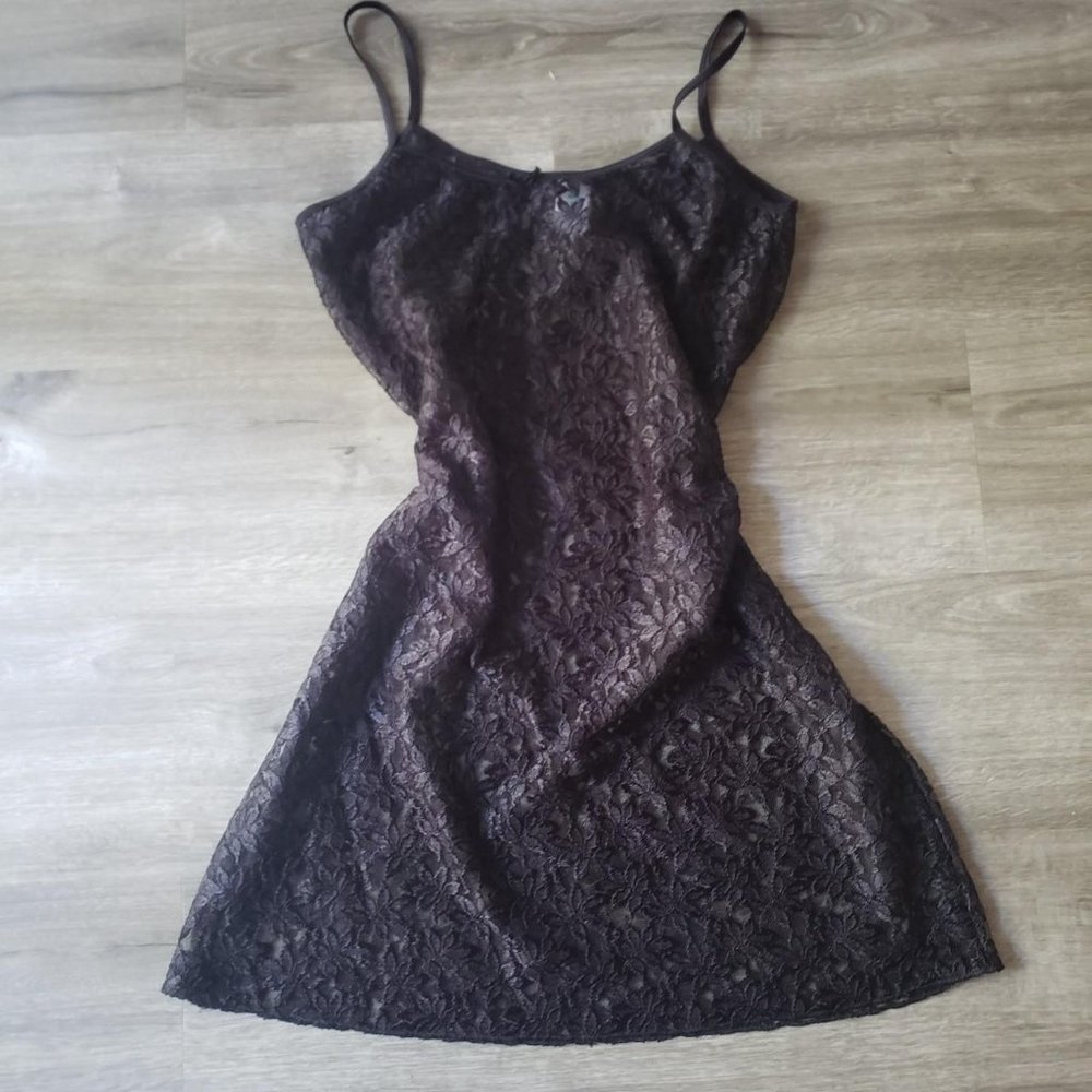 vintage carnival black lace slip dress